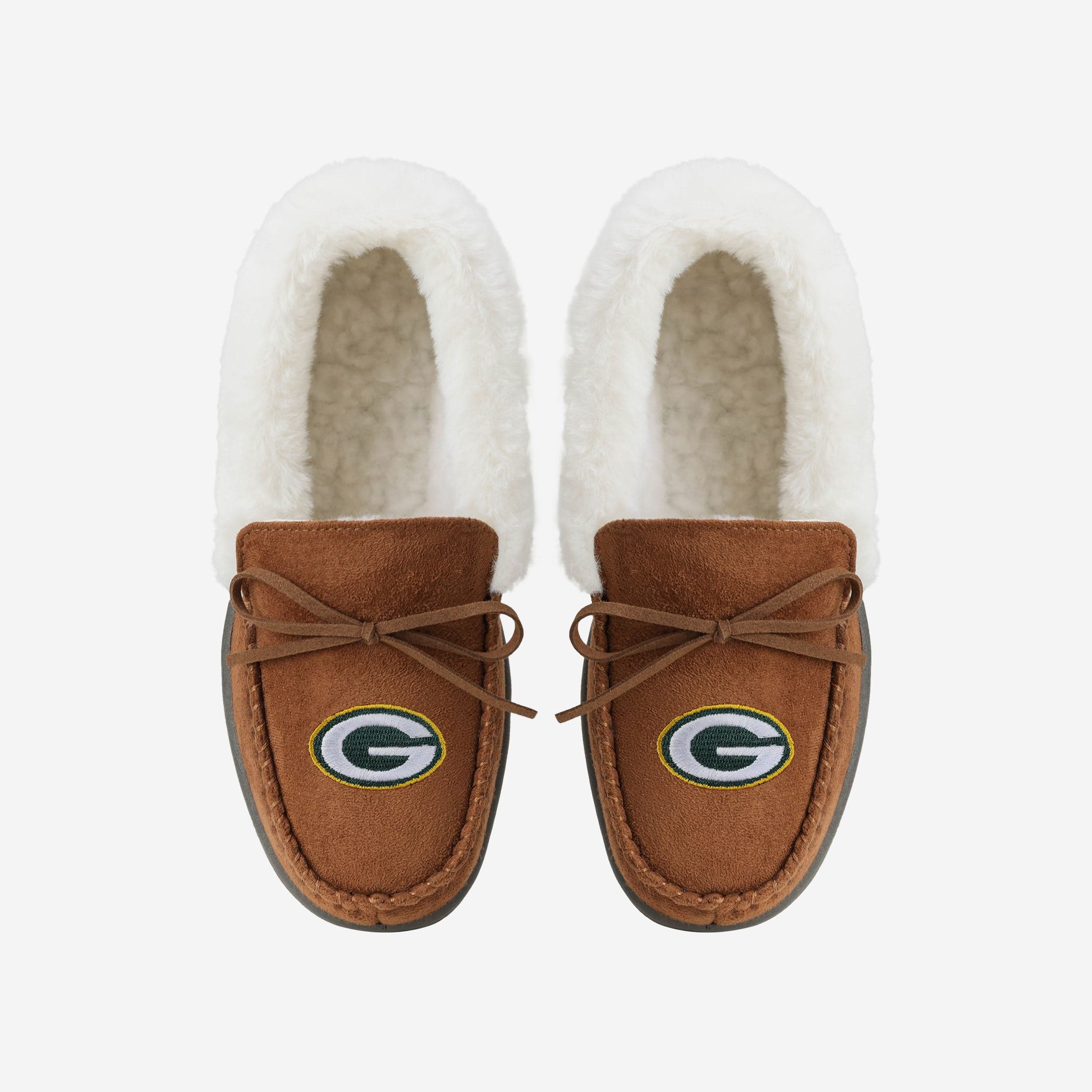 Green Bay Packers Stylish Women's Tan Moccasin Slippers