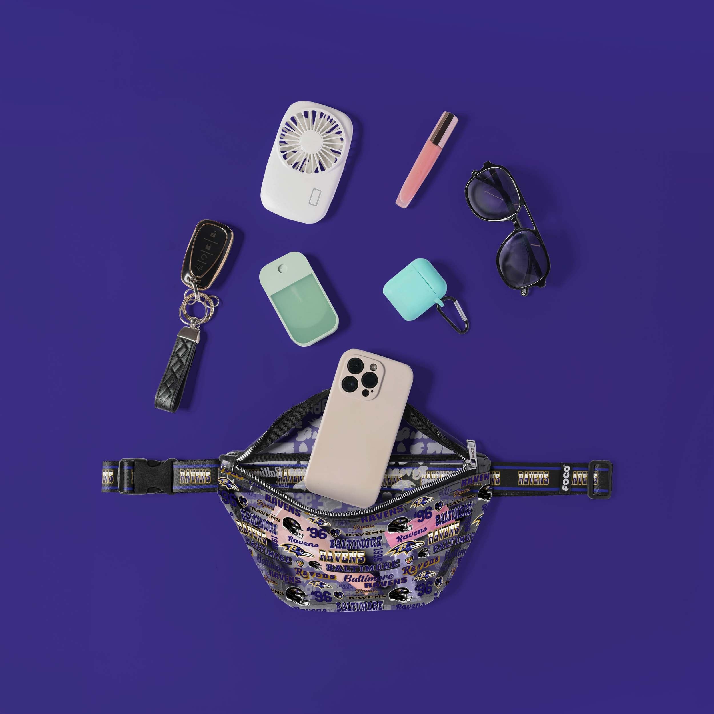 Baltimore Ravens Retro Print Clear Fanny Pack - A Must - Have for Fans!