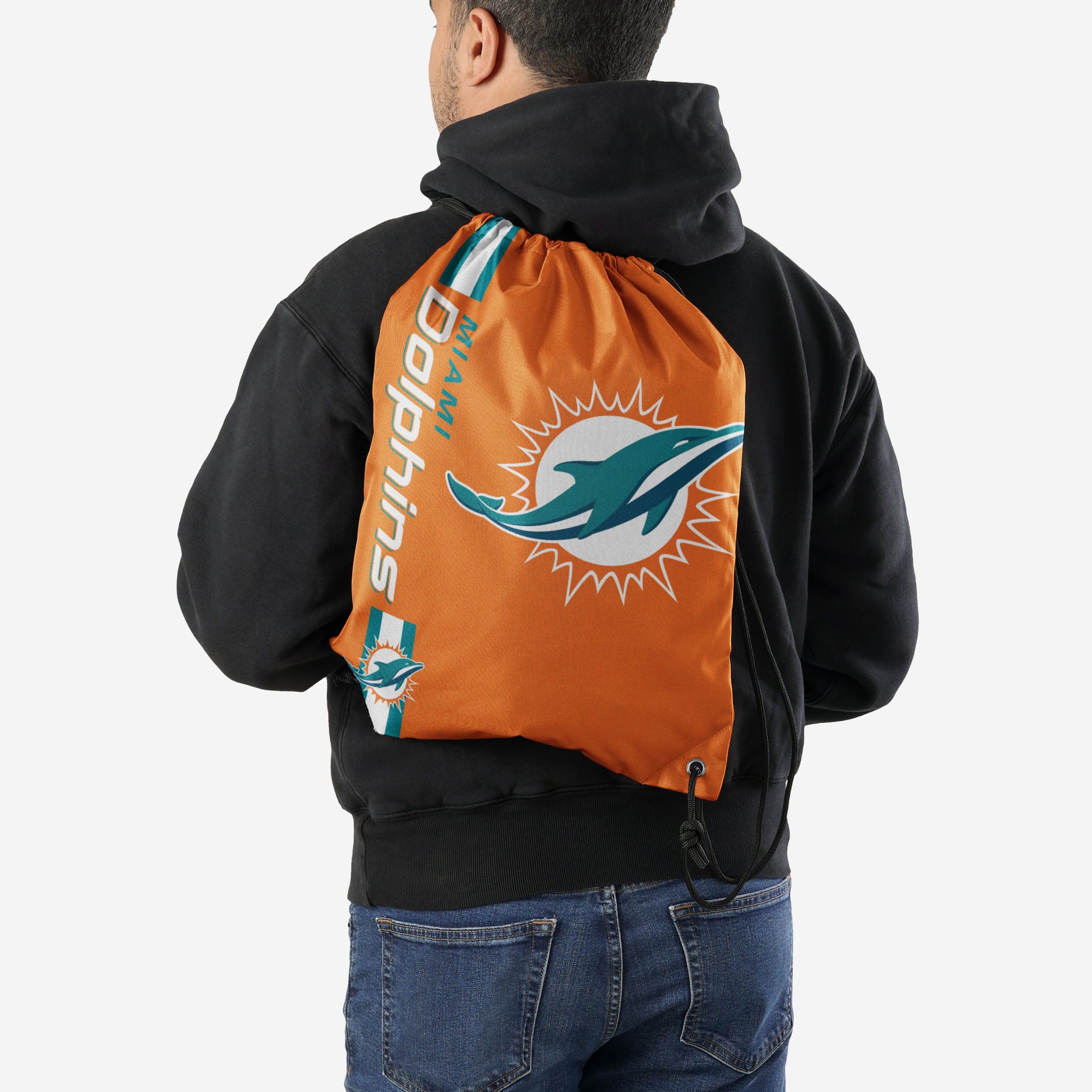 Miami Dolphins Orange Alternate Big Logo Drawstring Backpack: Show Your Team Pride!