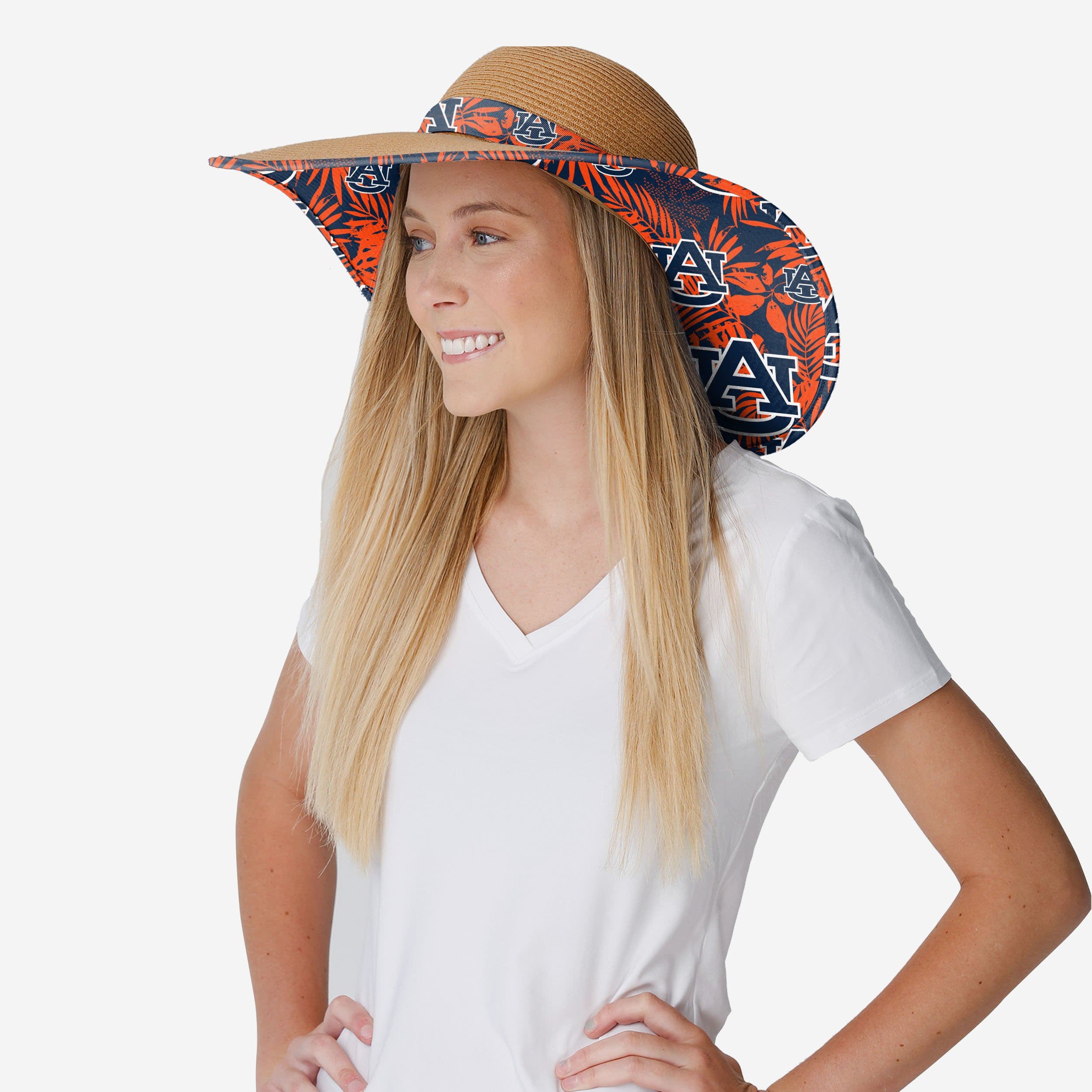 Auburn Tigers Women's Stunning Floral Straw Hat