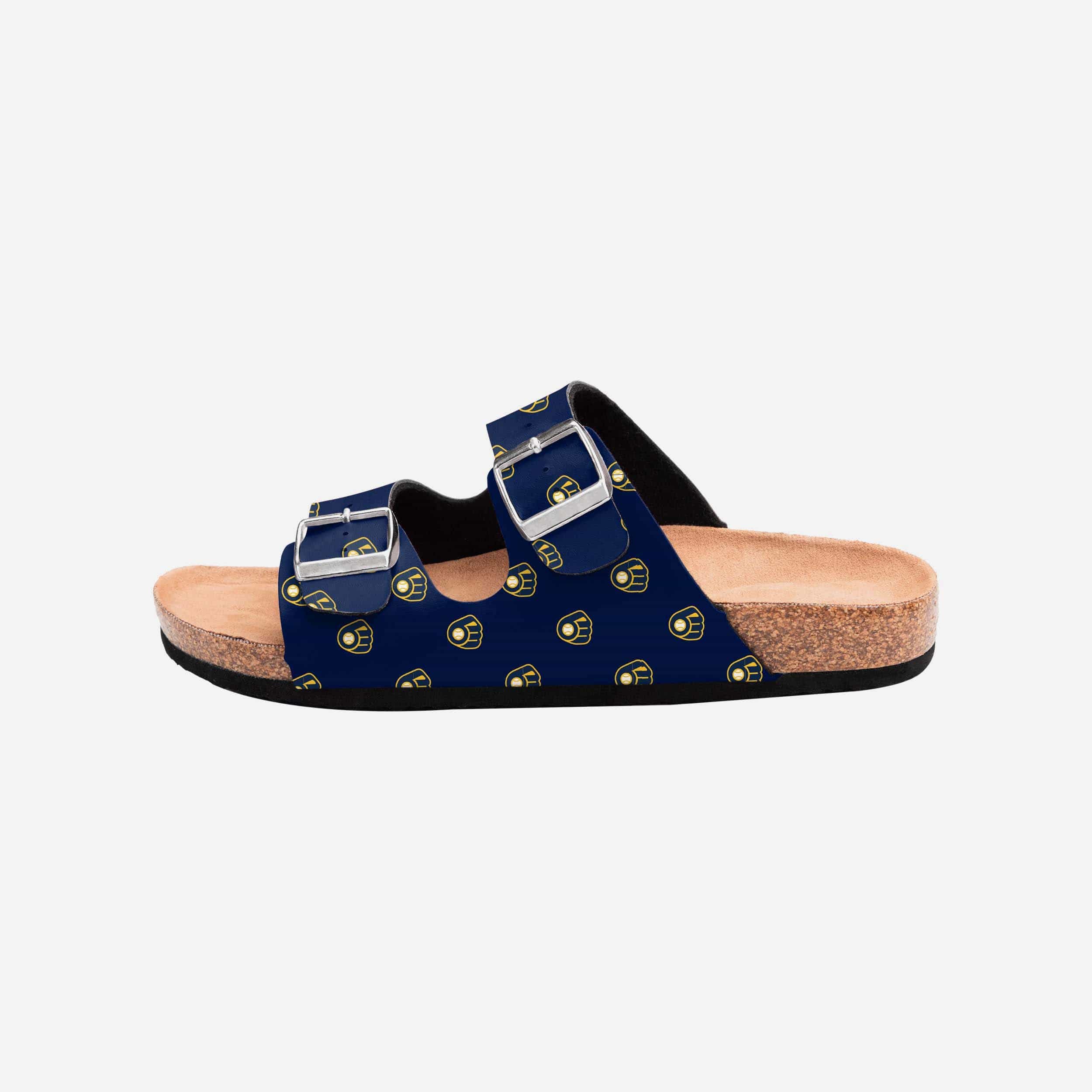 Milwaukee Brewers Women's Stylish Team Logo Double Buckle Sandals