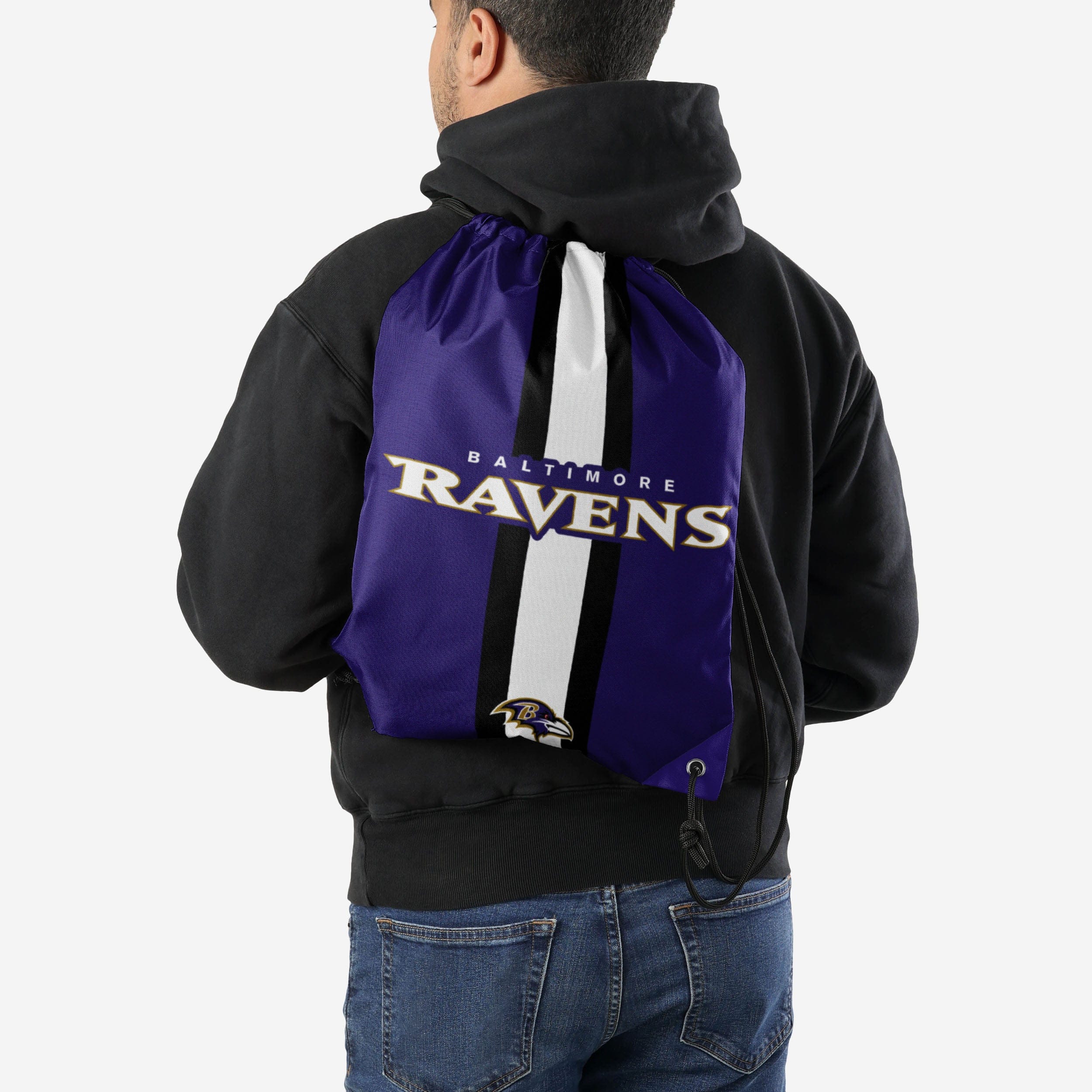 Baltimore Ravens Team Stripe Wordmark Drawstring Backpack - Gear Up in Style!