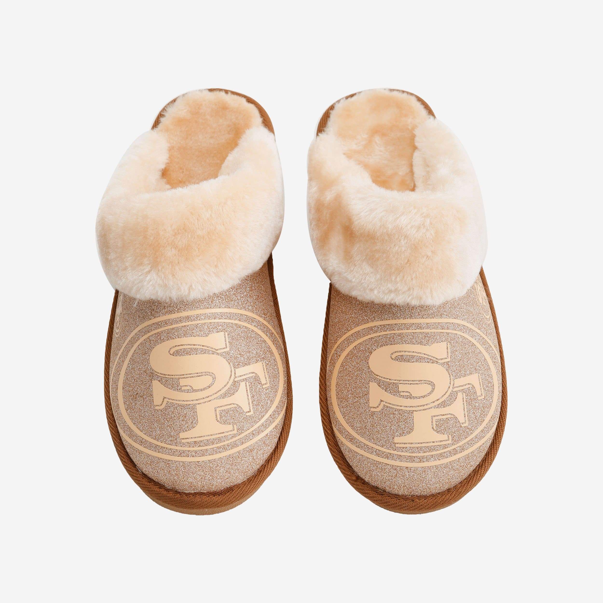 Sparkling San Francisco 49ers Women's Open - Back Fur Moccasin Slippers