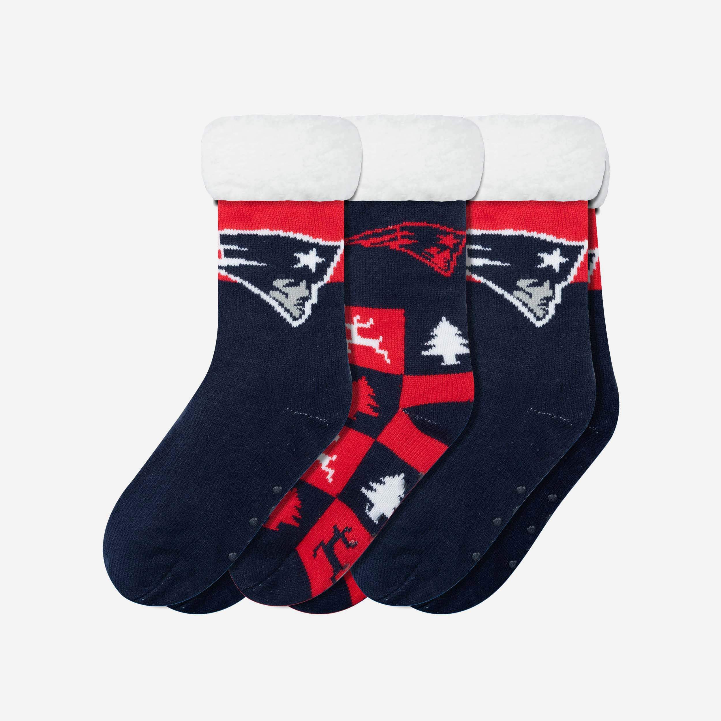 New England Patriots Women's 3-Pack Fan Footy Slipper Socks - Cozy Team Spirit!