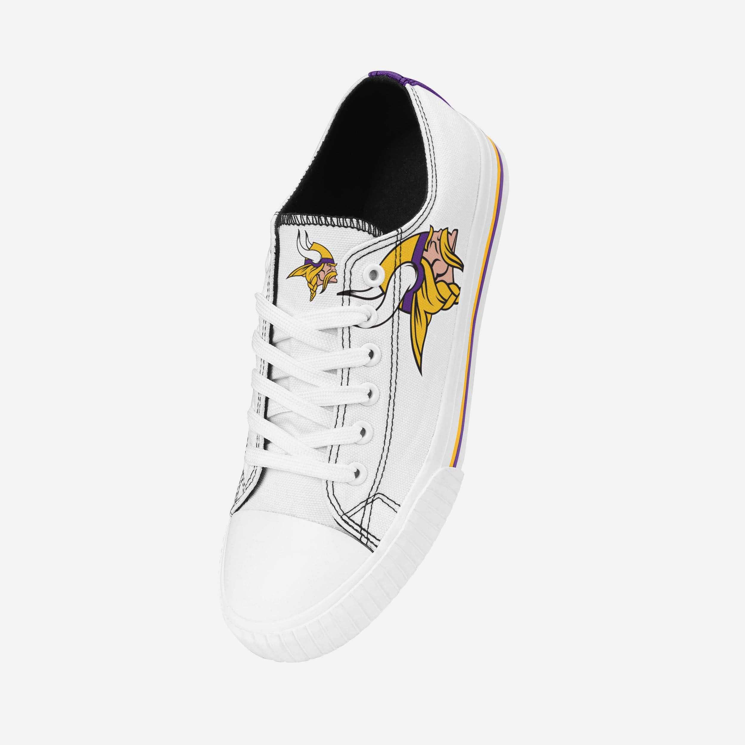 Stylish Minnesota Vikings Women's Big Logo Low Top White Canvas Shoes