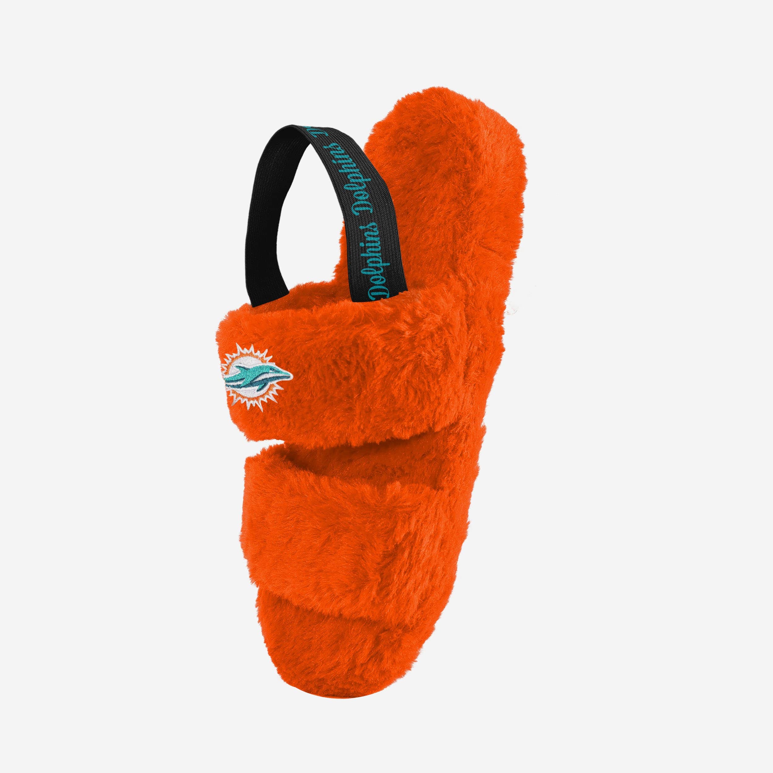 Stylish Miami Dolphins Women's Fur Slides with Heel Strap Wordmark