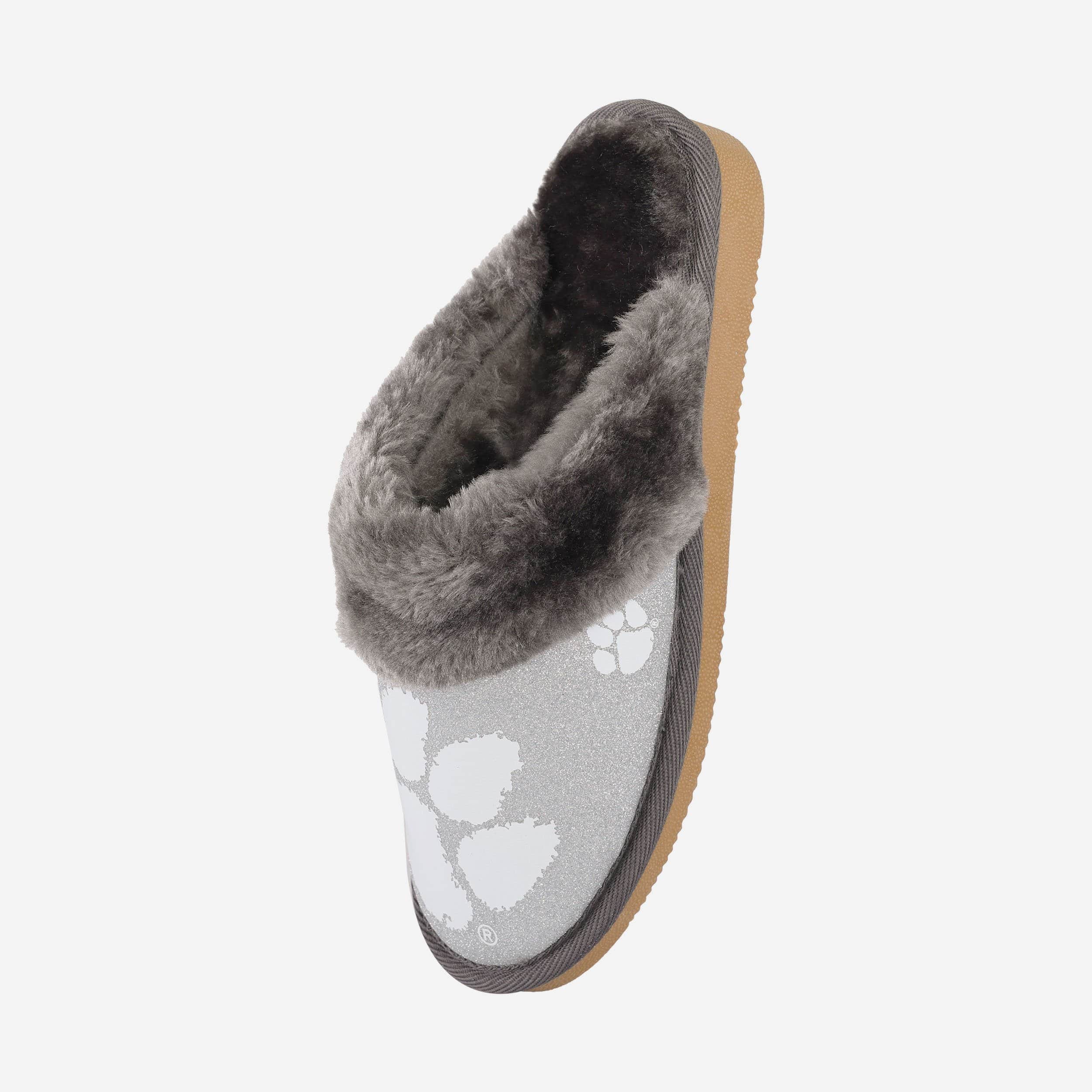 Clemson Tigers Women's Sparkling Open-Back Fur Moccasin Slippers - Show Your Team Spirit!