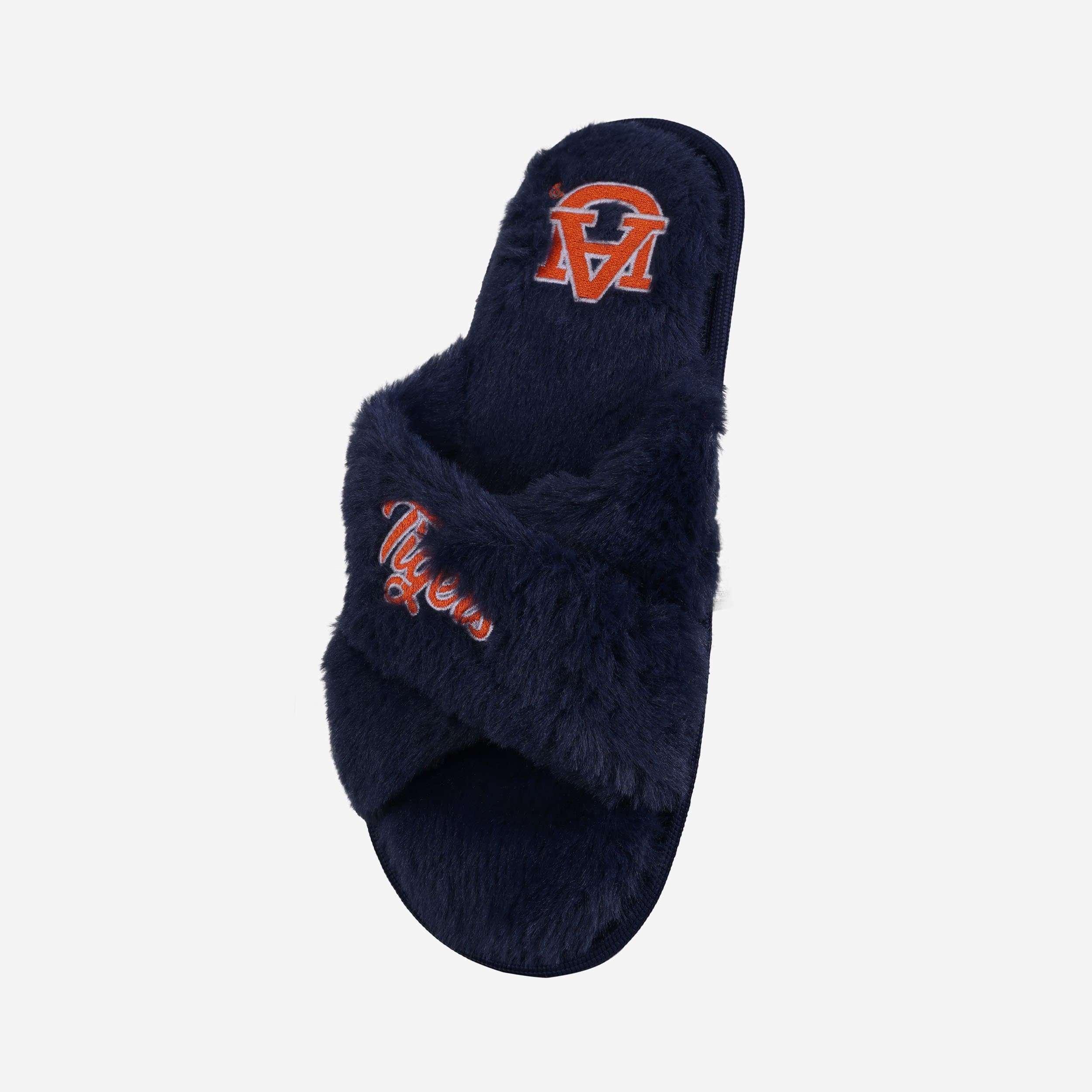 Auburn Tigers Women's Fuzzy Script Wordmark Fur Cross Slides - Show Your Team Spirit!