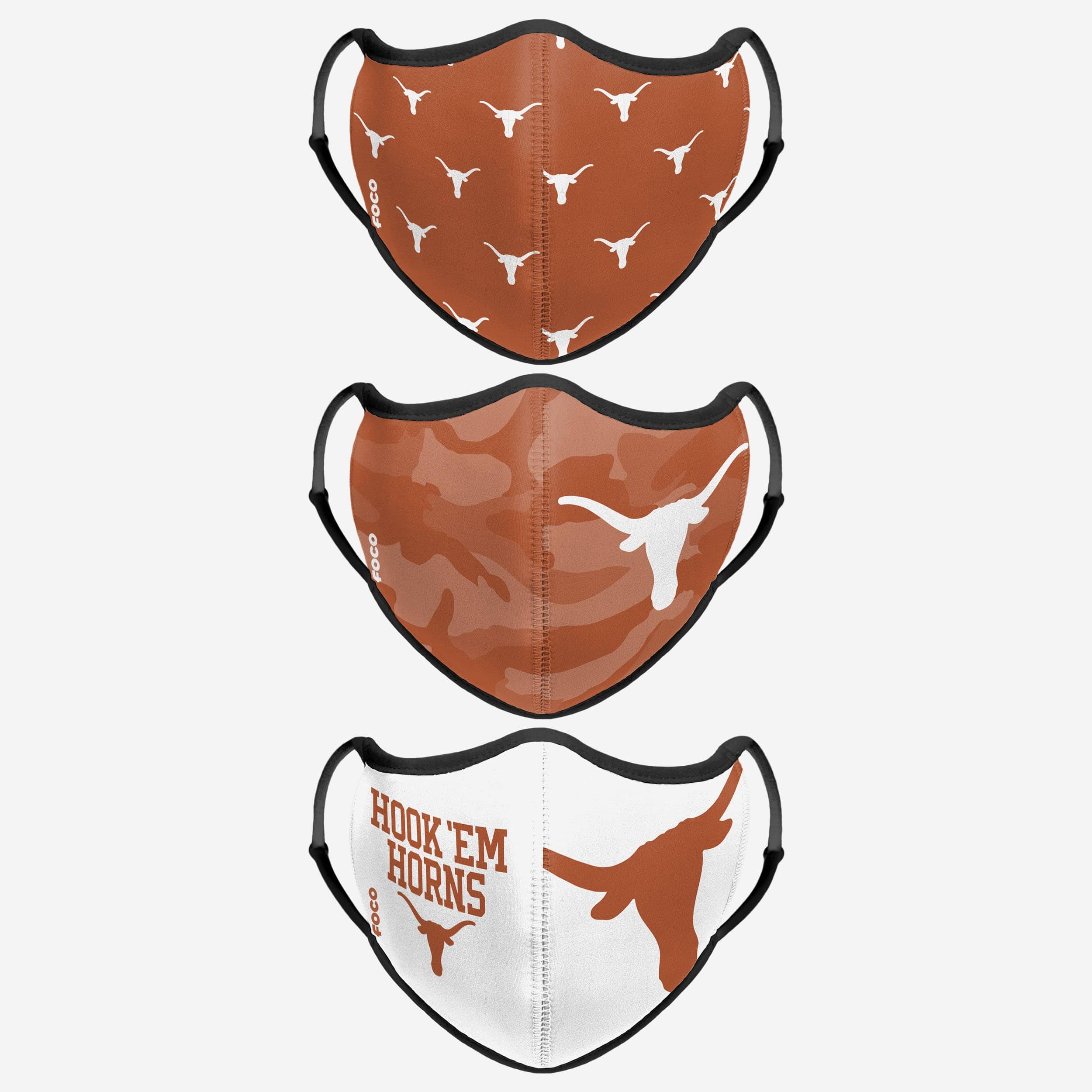 Texas Longhorns Thematic Sport 3-Pack Face Covers - Show Your Team Spirit!