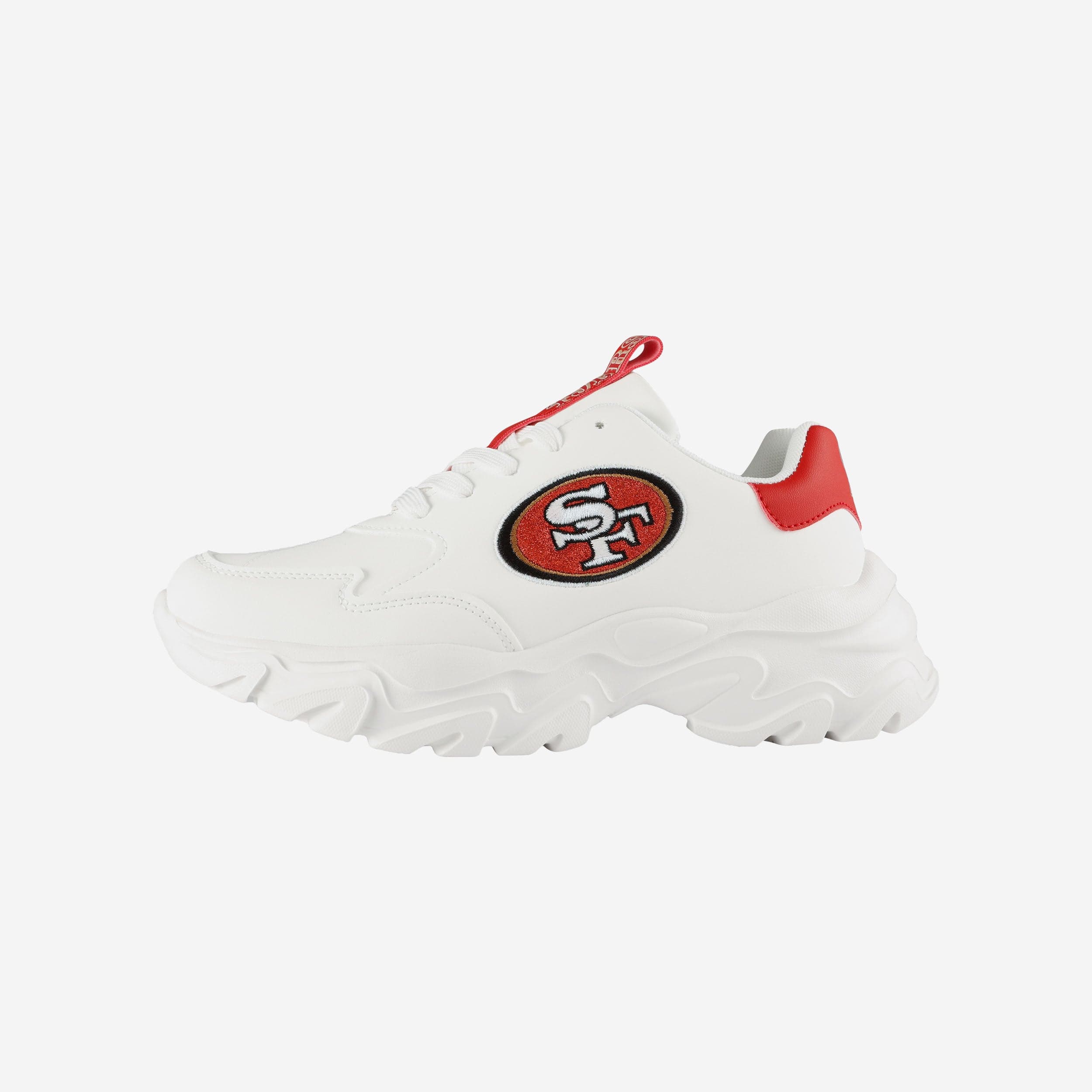 San Francisco 49ers Women's Glittery Vintage White Chunky Fan Sneakers