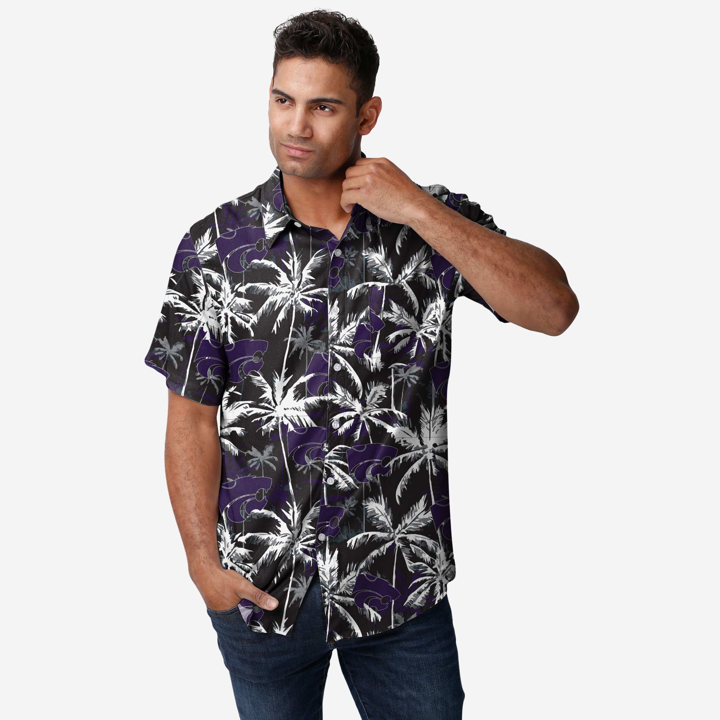 Kansas State Wildcats Stunning Black Floral Button-Up Shirt