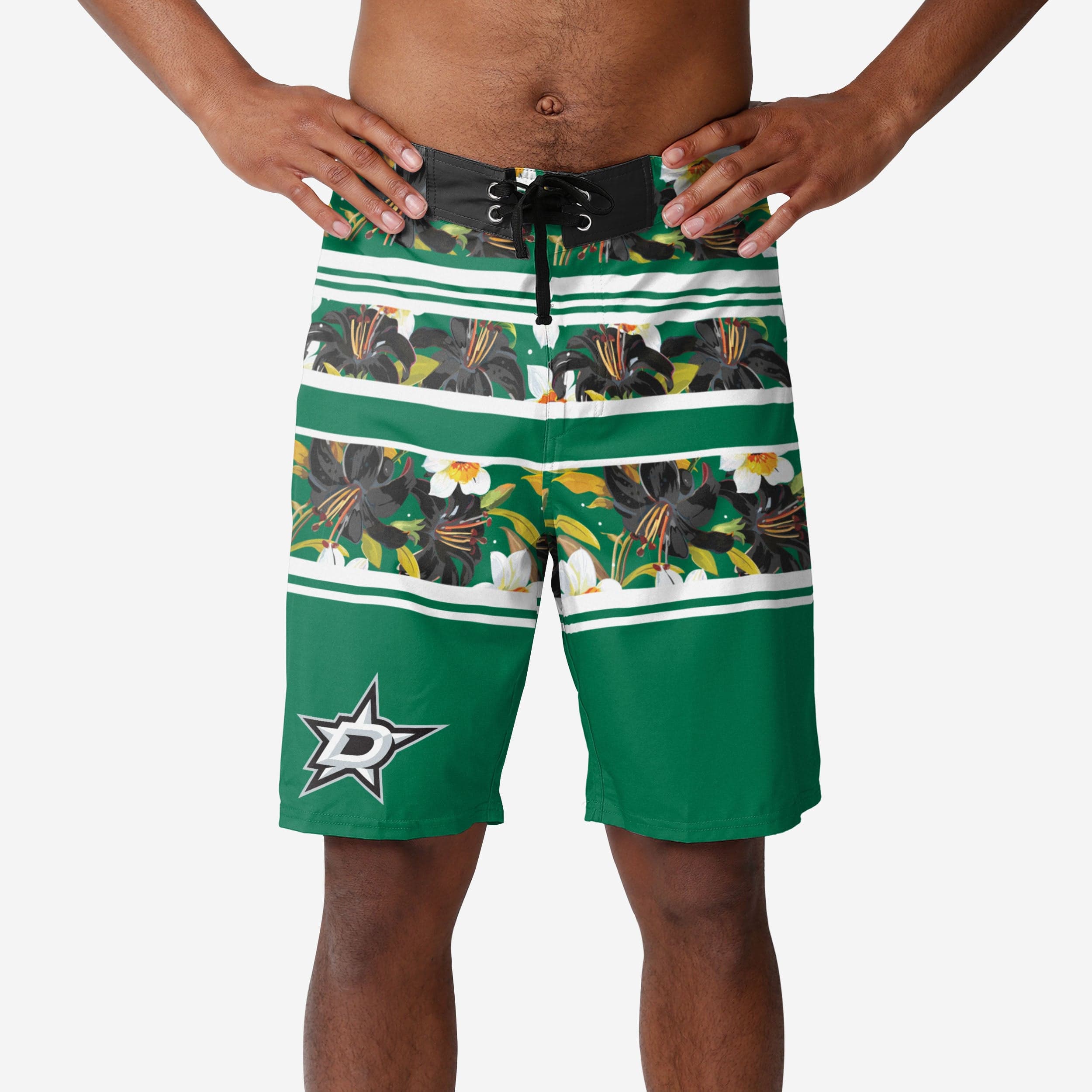 Dallas Stars Floral Stripe Boardshorts - A Must - Have for Fans!