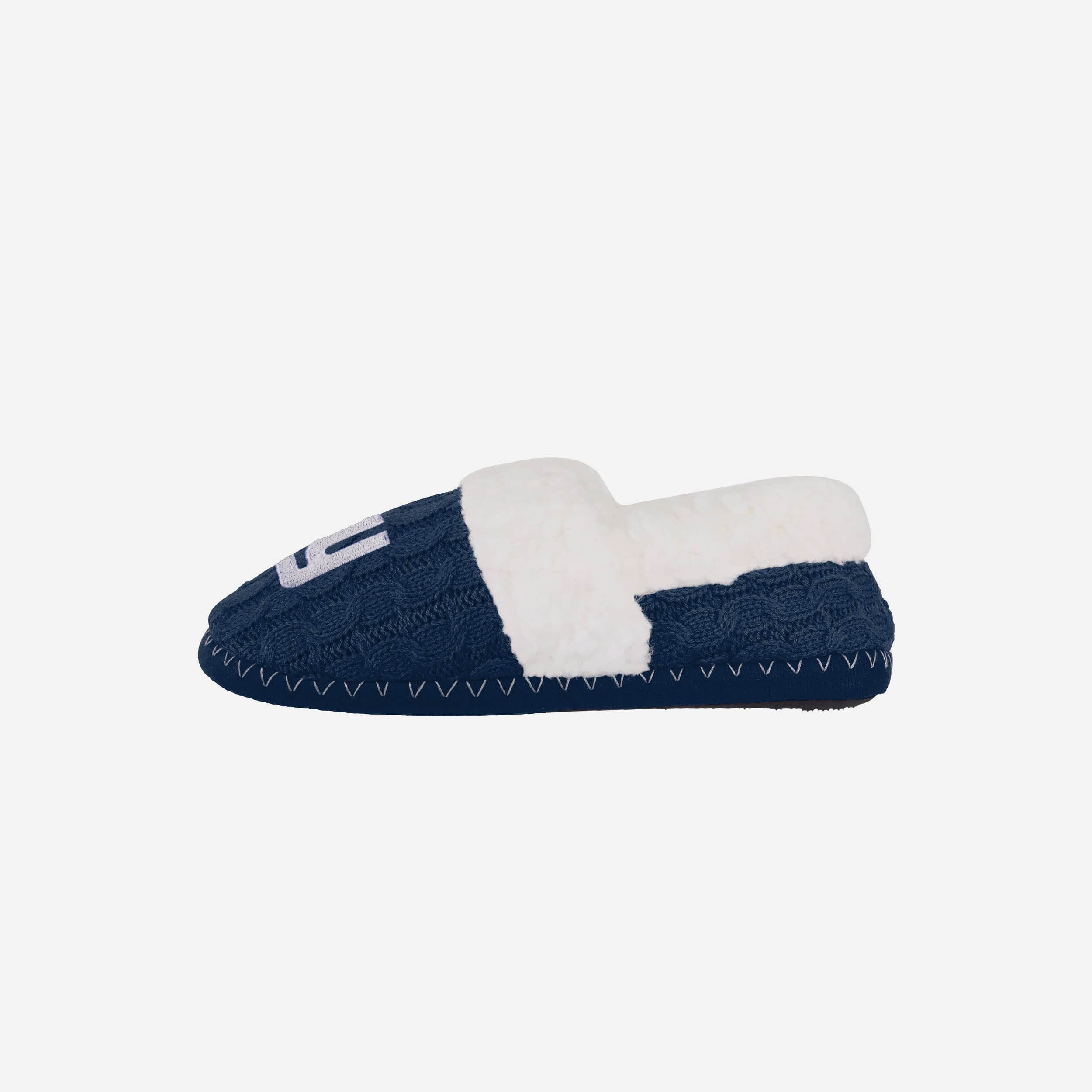 New York Giants Women's Team Color Cozy Moccasin Slippers