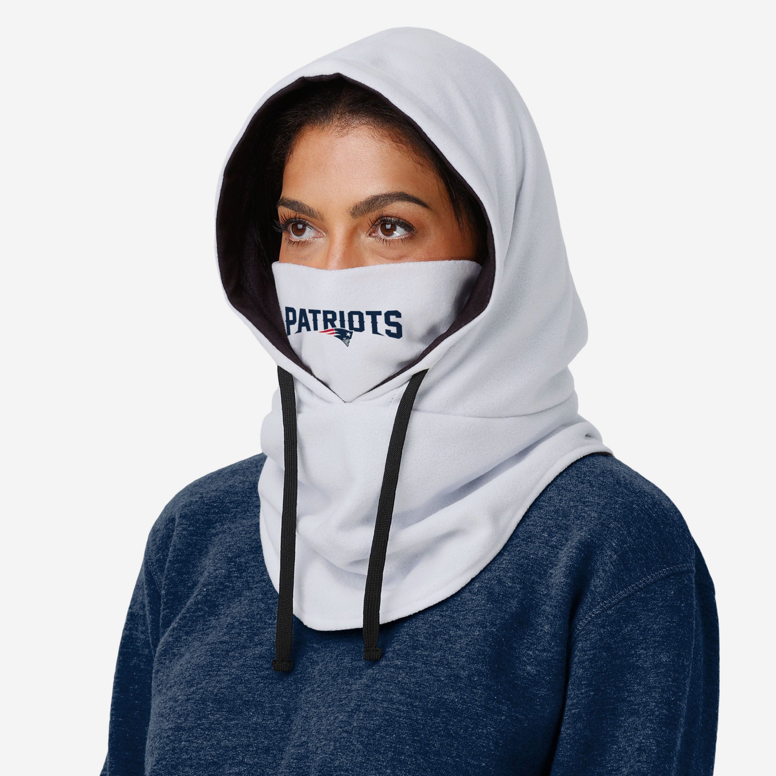 New England Patriots Stunning White Drawstring Hooded Gaiter - Must - Have for Fans