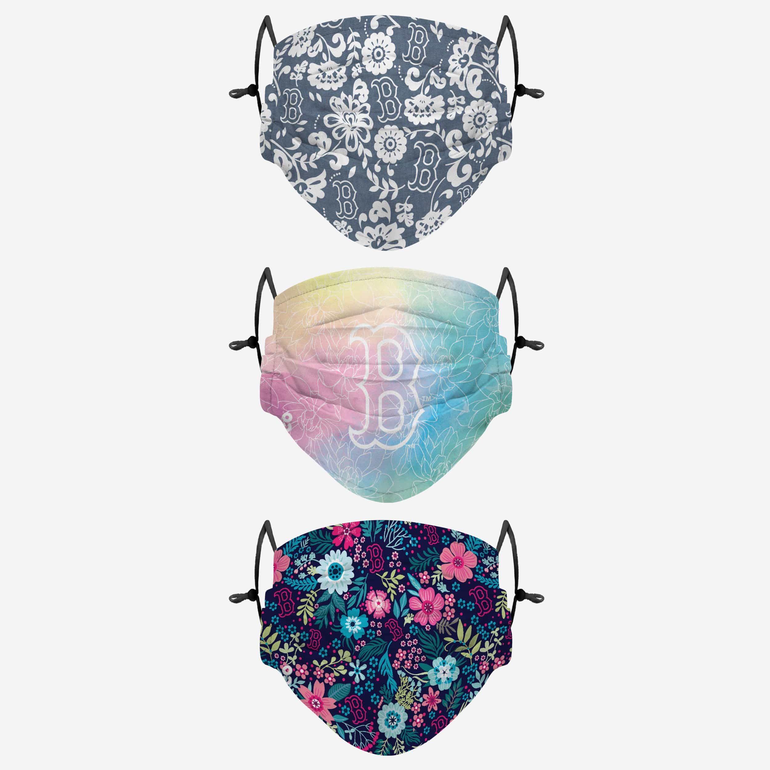 Boston Red Sox Spring Flowers 3-Pack Face Covers - Show Your Team Spirit!