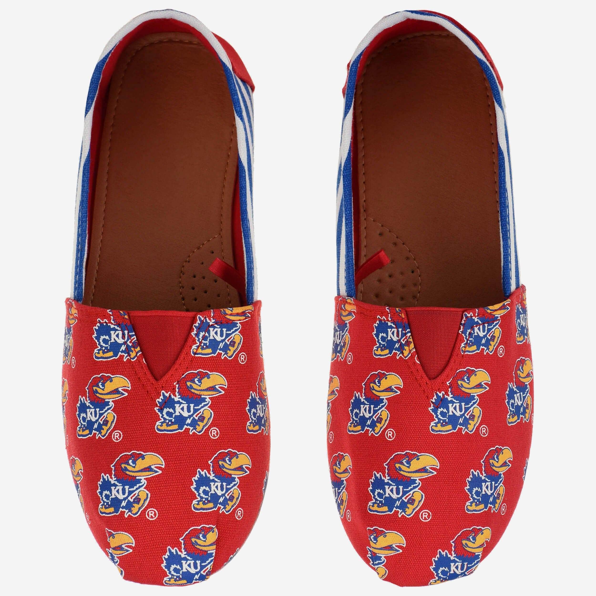 Kansas Jayhawks Women's Stylish Stripe Canvas Shoes - Rock Your Team Spirit!