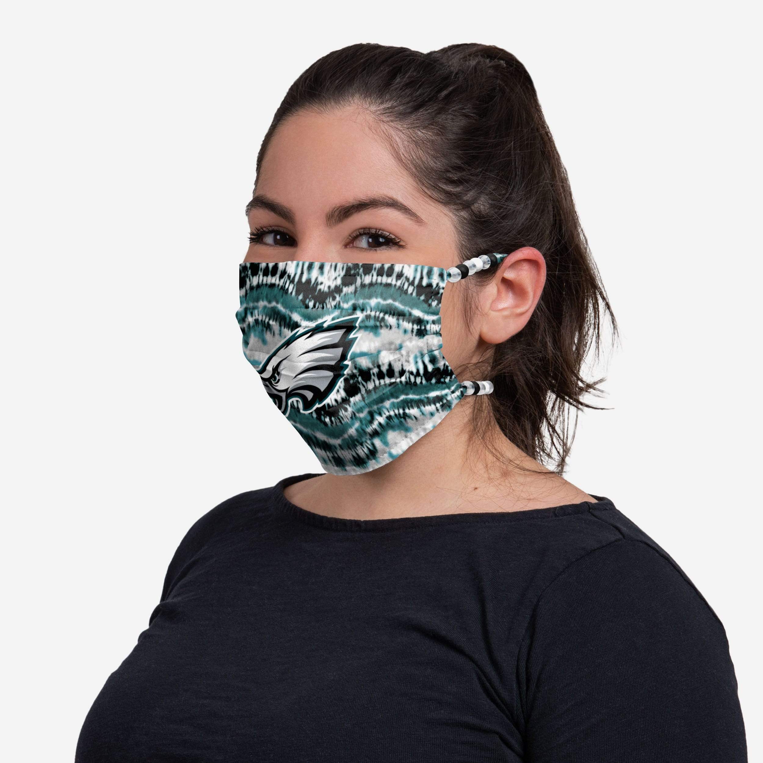 Philadelphia Eagles Tie-Dye Beaded Tie-Back Face Cover - Show Your Team Spirit!